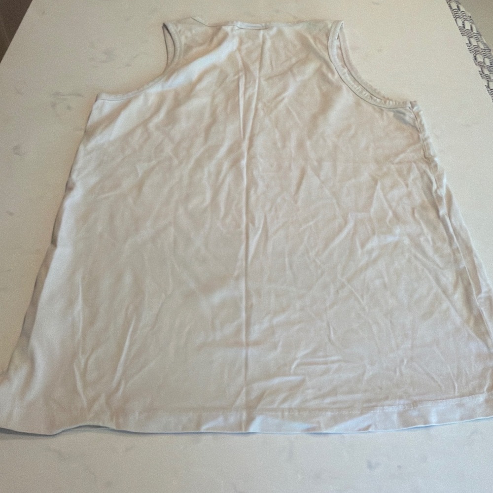 Calvin Klein Tank Top Mens Beige CK Logo Patch Minimalist Streetwear Style - Picture 4 of 10